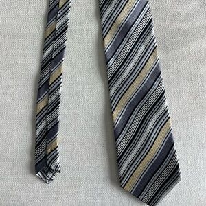 Men’s tie 58” Bresciani Gold/silver/black 100% Silk Made In Italy